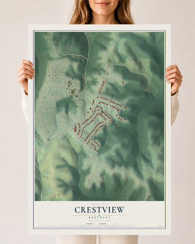 Map of Crestview, Kentucky, 24 x 36 inch unframed archival matte print
