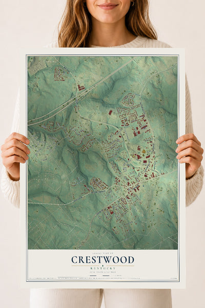 Map of Crestwood, Kentucky, 18 x 24 inch unframed archival matte print