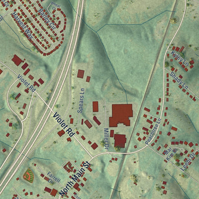 Close-up of the map of Crittenden, Kentucky print showing street and building detail
