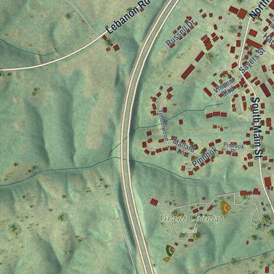 Second close-up of the map of Crittenden, Kentucky print showing more streets and buildings