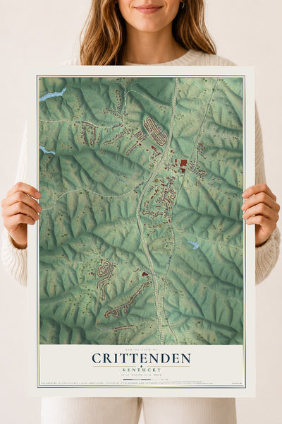 Map of Crittenden, Kentucky, 18 x 24 inch unframed archival matte print