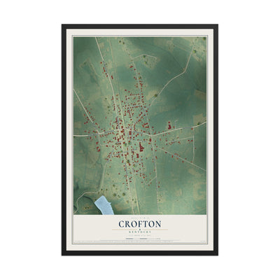 Map of Crofton, Kentucky, 12 x 18 inch print in a black wood frame
