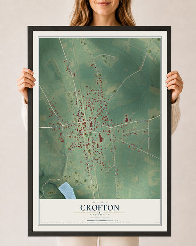 Map of Crofton, Kentucky, 24 x 36 inch print in a black wood frame
