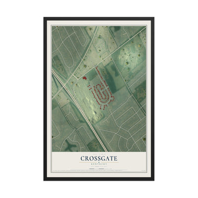 Map of Crossgate, Kentucky, 12 x 18 inch print in a black wood frame
