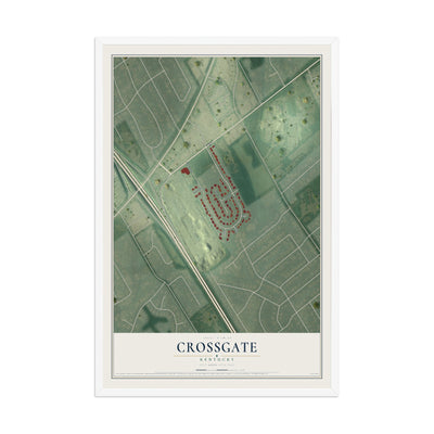 Map of Crossgate, Kentucky, 12 x 18 inch print in a white wood frame