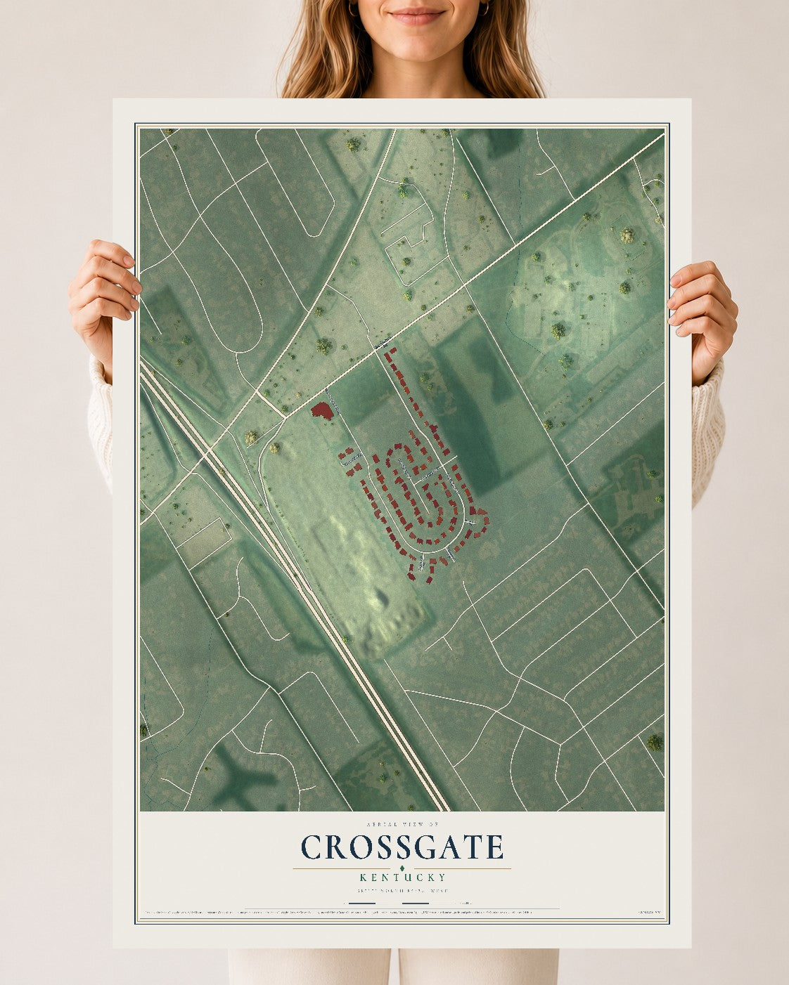 Map of Crossgate, Kentucky, 24 x 36 inch unframed archival matte print