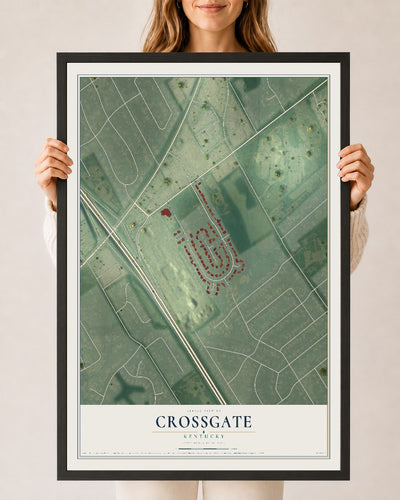 Map of Crossgate, Kentucky, 24 x 36 inch print in a black wood frame