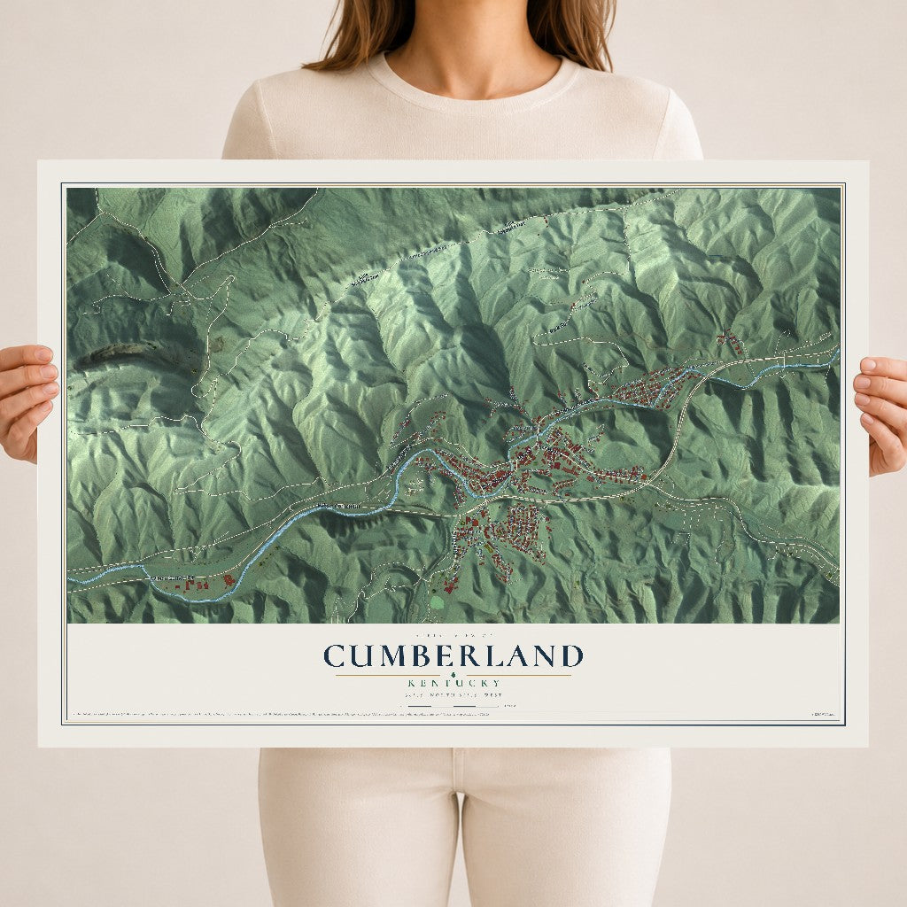 Map of Cumberland, Kentucky, 18 x 24 inch unframed archival matte print