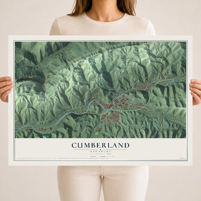 Map of Cumberland, Kentucky, 18 x 24 inch unframed archival matte print