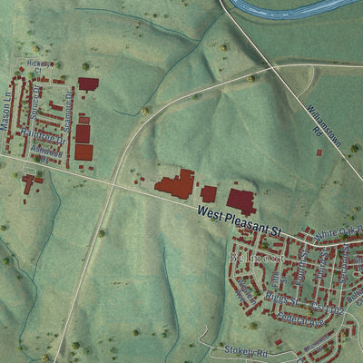 Second close-up of the map of Cynthiana, Kentucky print showing more streets and buildings
