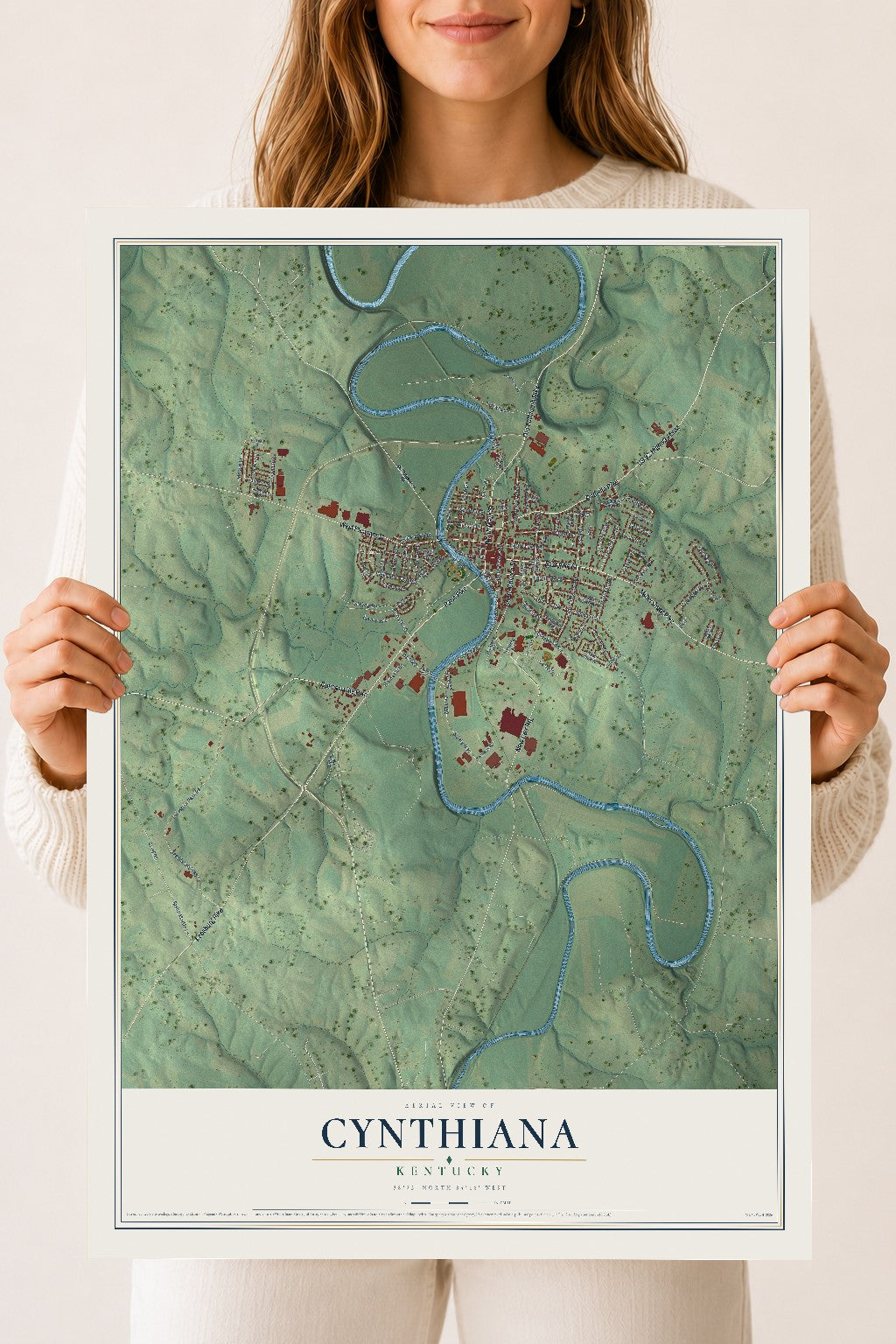Map of Cynthiana, Kentucky, 18 x 24 inch unframed archival matte print