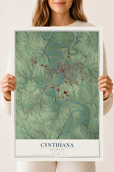 Map of Cynthiana, Kentucky, 18 x 24 inch unframed archival matte print