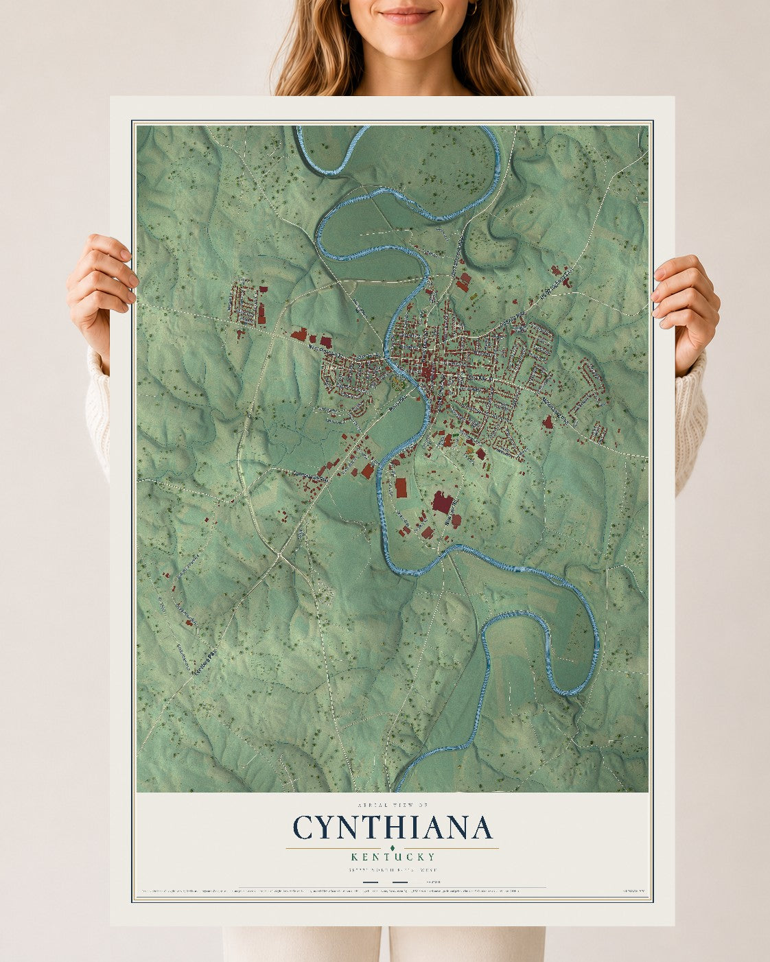 Map of Cynthiana, Kentucky, 24 x 36 inch unframed archival matte print