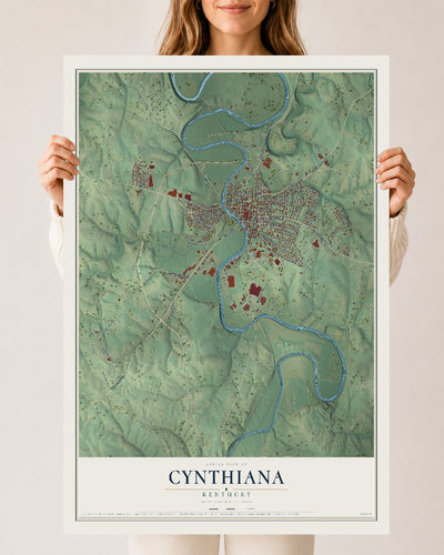 Map of Cynthiana, Kentucky, 24 x 36 inch unframed archival matte print