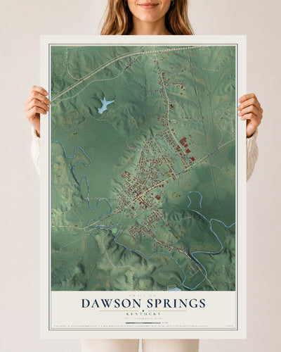 Map of Dawson Springs, Kentucky, 24 x 36 inch unframed archival matte print