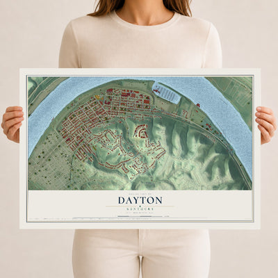 Map of Dayton, Kentucky, 12 x 18 inch unframed archival matte print