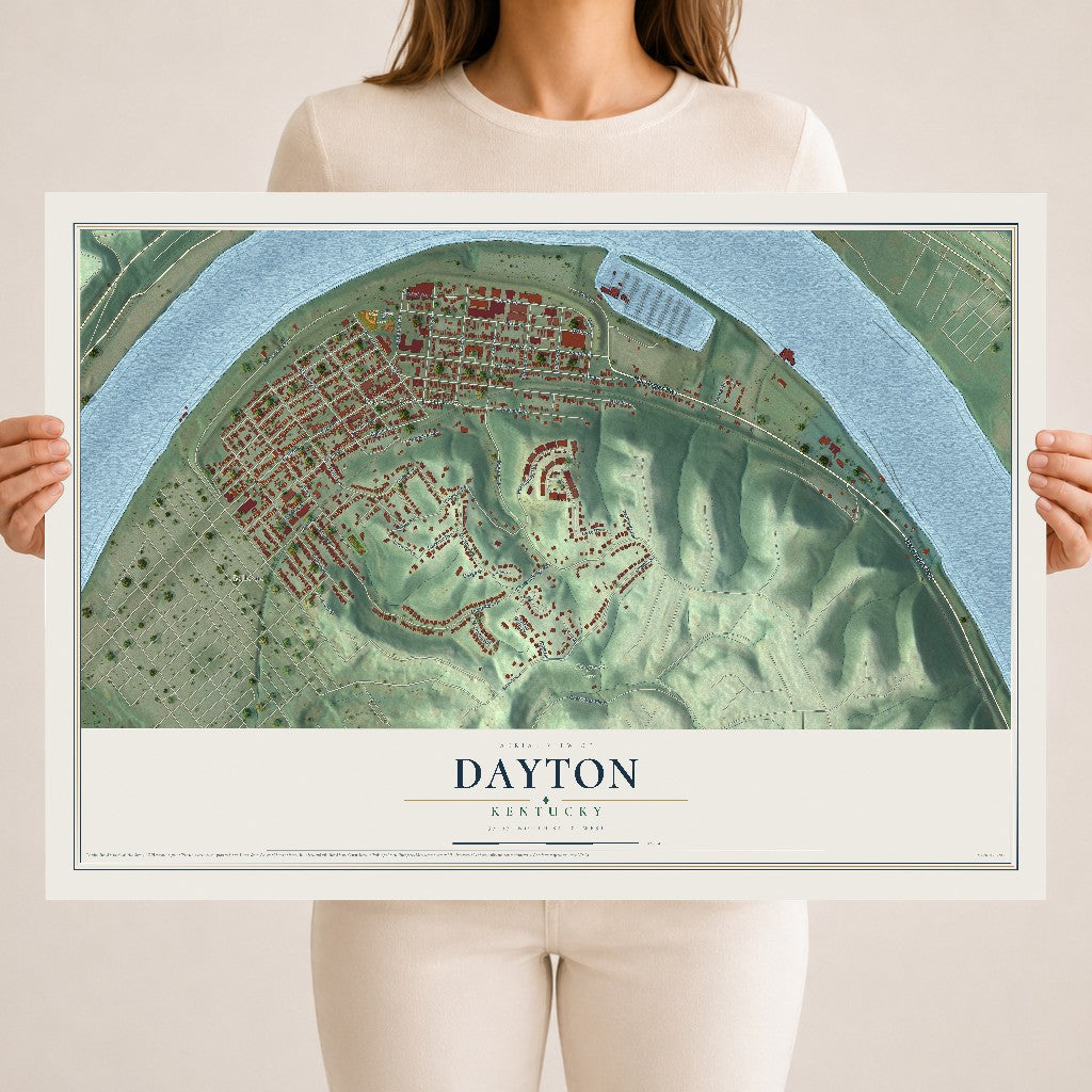 Map of Dayton, Kentucky, 18 x 24 inch unframed archival matte print