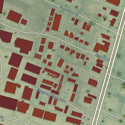 Close-up of the map of Deerfield, Kentucky print showing street and building detail
