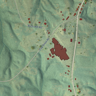 Second close-up of the map of Dixon, Kentucky print showing more streets and buildings