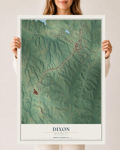 Map of Dixon, Kentucky, 24 x 36 inch unframed archival matte print