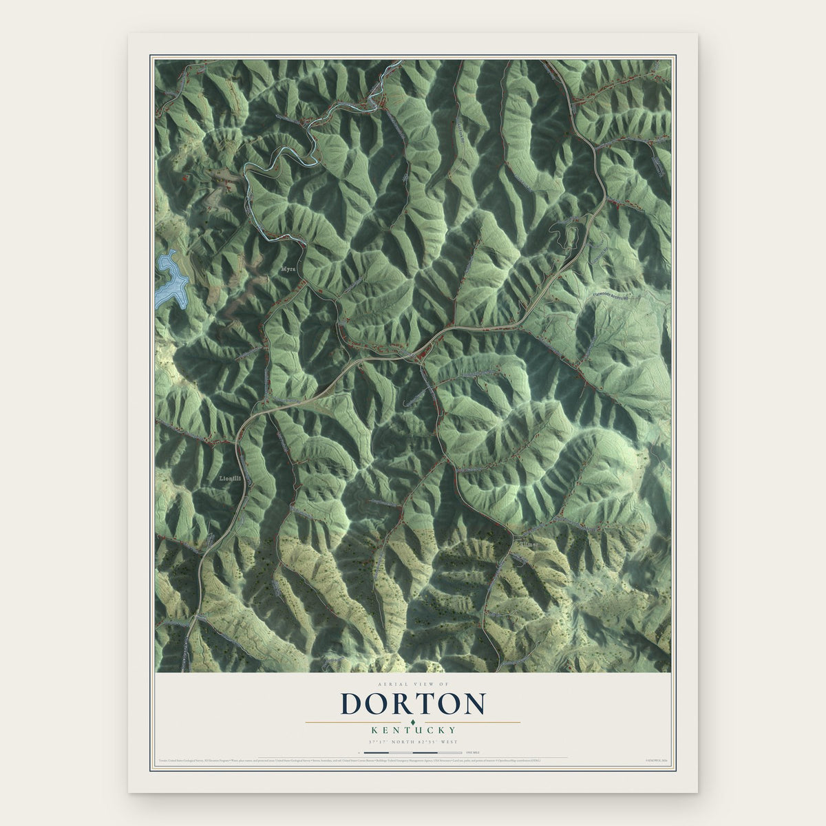 Dorton, Kentucky map print, the full design