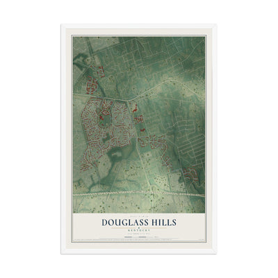 Map of Douglass Hills, Kentucky, 12 x 18 inch print in a white wood frame