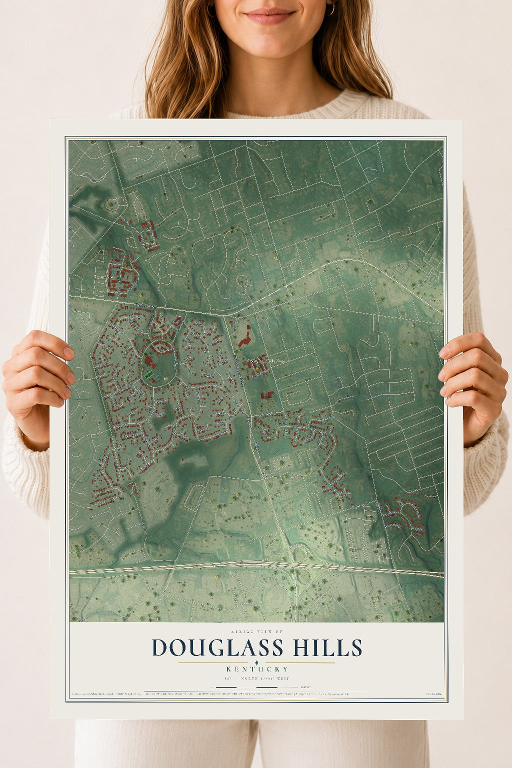 Map of Douglass Hills, Kentucky, 18 x 24 inch unframed archival matte print