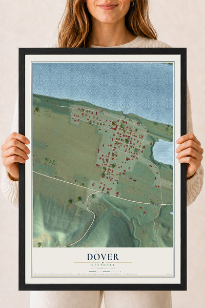 Map of Dover, Kentucky, 18 x 24 inch print in a black wood frame