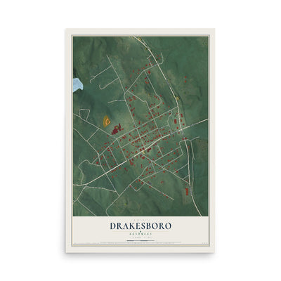 Map of Drakesboro, Kentucky, 12 x 18 inch unframed archival matte print
