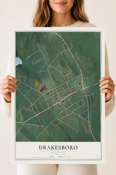 Map of Drakesboro, Kentucky, 18 x 24 inch unframed archival matte print