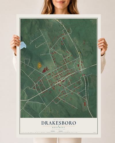 Map of Drakesboro, Kentucky, 24 x 36 inch unframed archival matte print