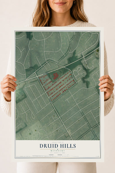 Map of Druid Hills, Kentucky, 18 x 24 inch unframed archival matte print