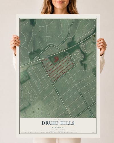Map of Druid Hills, Kentucky, 24 x 36 inch unframed archival matte print