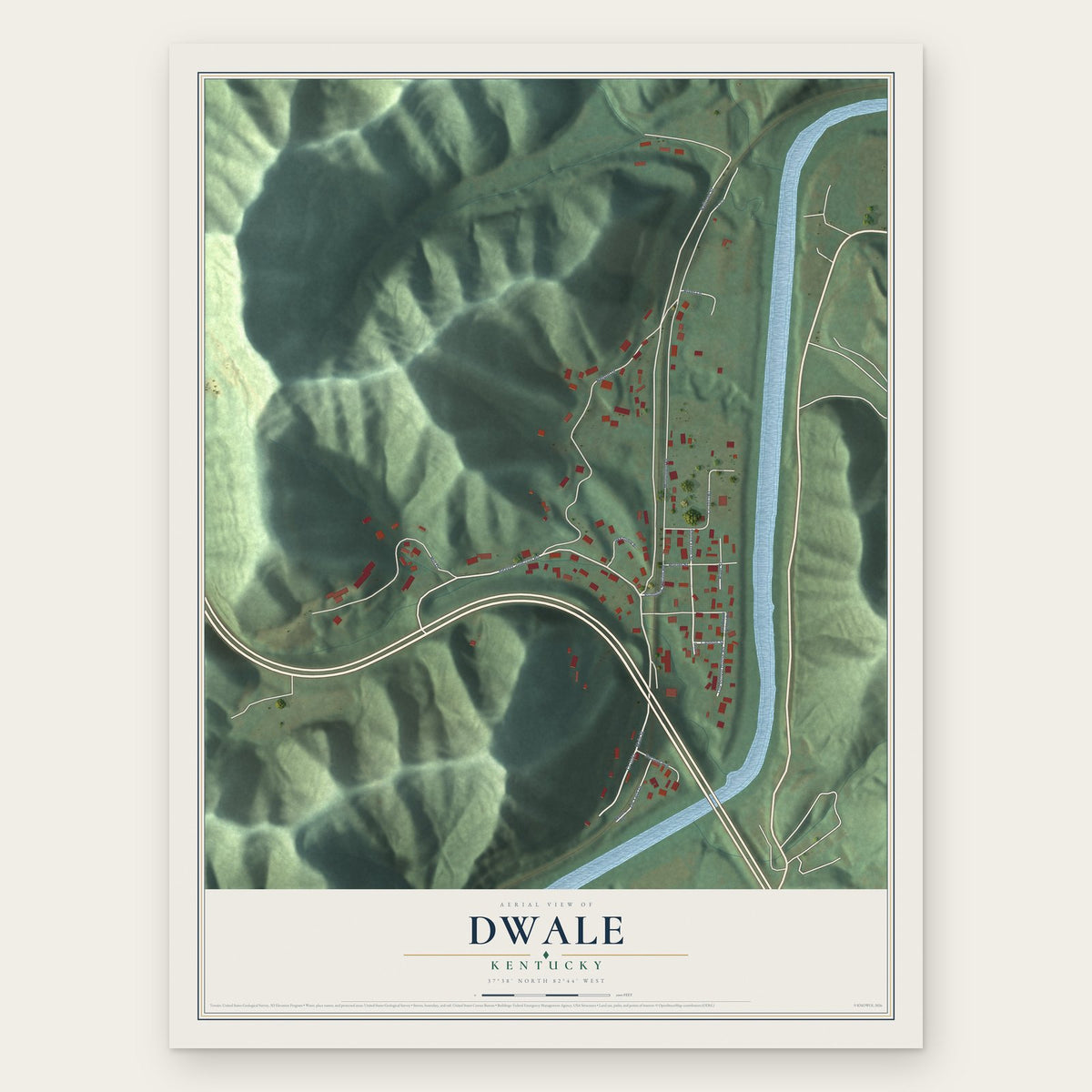 Dwale, Kentucky map print, the full design