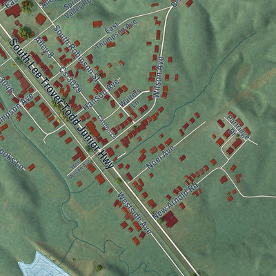 Second close-up of the map of Earlington, Kentucky print showing more streets and buildings