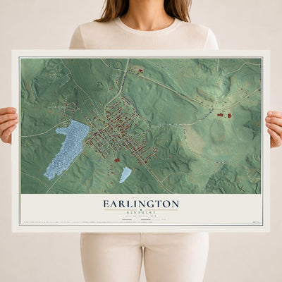 Map of Earlington, Kentucky, 18 x 24 inch unframed archival matte print