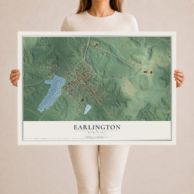 Map of Earlington, Kentucky, 24 x 36 inch unframed archival matte print