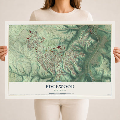 Map of Edgewood, Kentucky, 18 x 24 inch unframed archival matte print