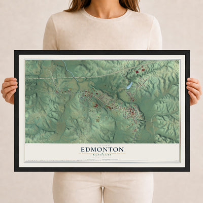Map of Edmonton, Kentucky, 12 x 18 inch print in a black wood frame