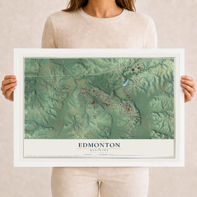Map of Edmonton, Kentucky, 12 x 18 inch print in a white wood frame