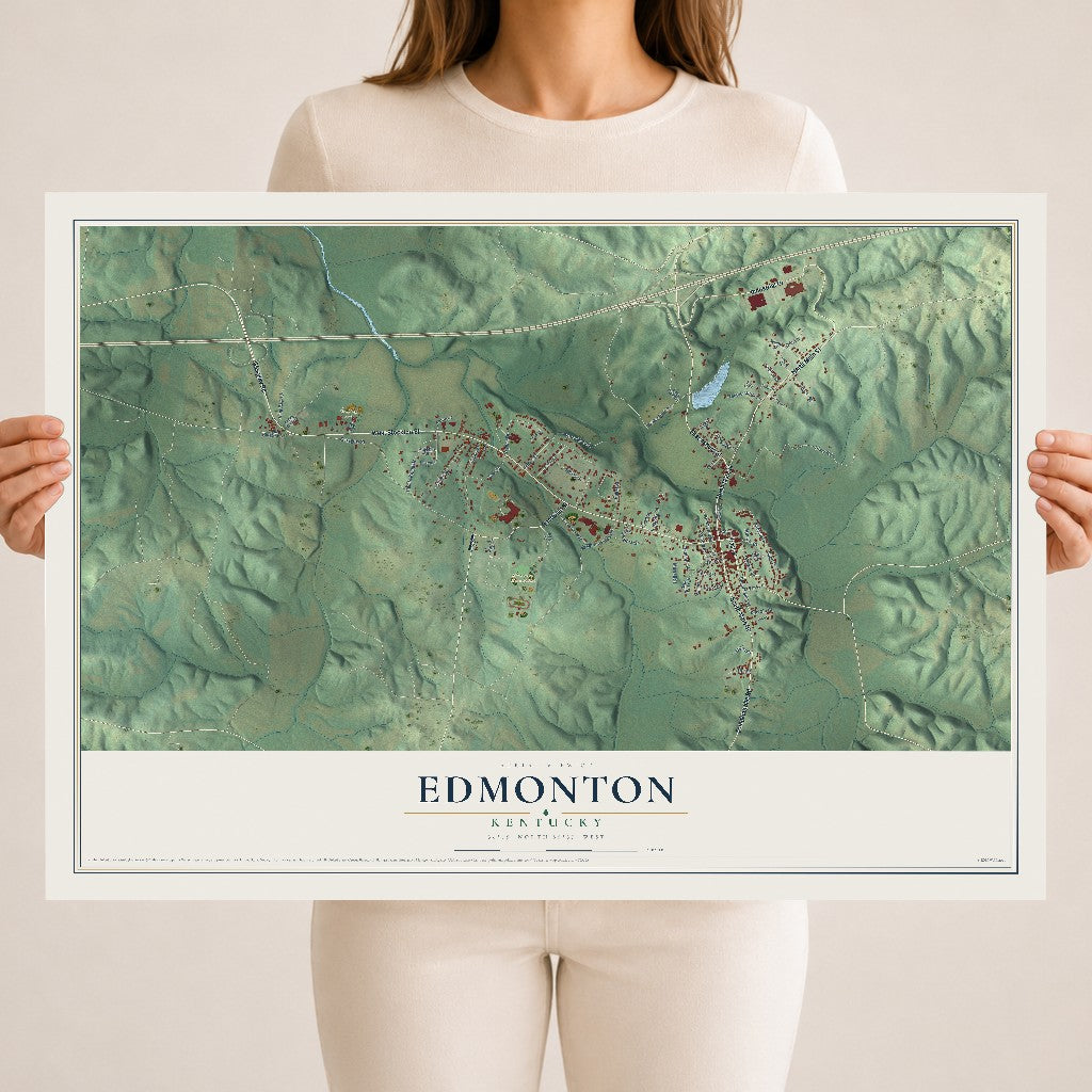 Map of Edmonton, Kentucky, 18 x 24 inch unframed archival matte print