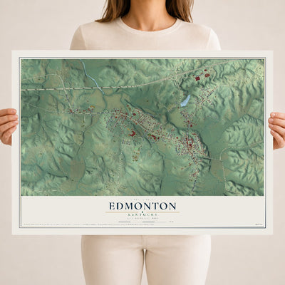 Map of Edmonton, Kentucky, 18 x 24 inch unframed archival matte print
