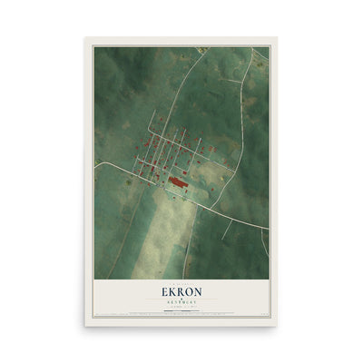 Map of Ekron, Kentucky, 12 x 18 inch unframed archival matte print