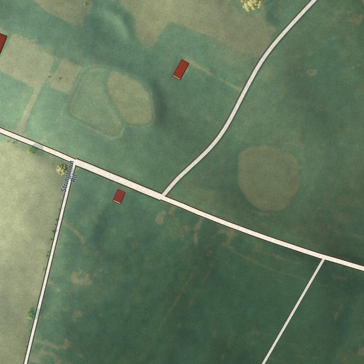 Second close-up of the map of Ekron, Kentucky print showing more streets and buildings