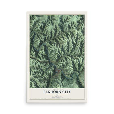 Map of Elkhorn City, Kentucky, 12 x 18 inch unframed archival matte print