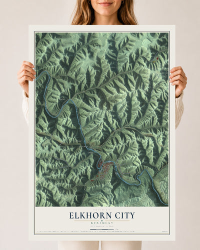 Map of Elkhorn City, Kentucky, 24 x 36 inch unframed archival matte print