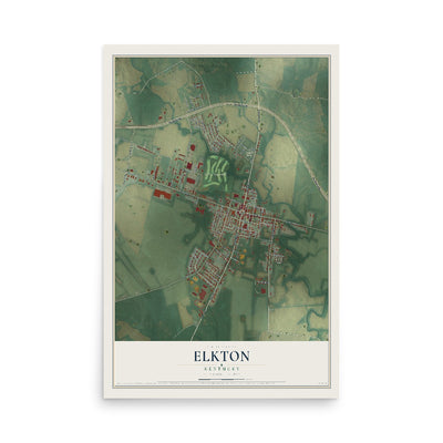 Map of Elkton, Kentucky, 12 x 18 inch unframed archival matte print