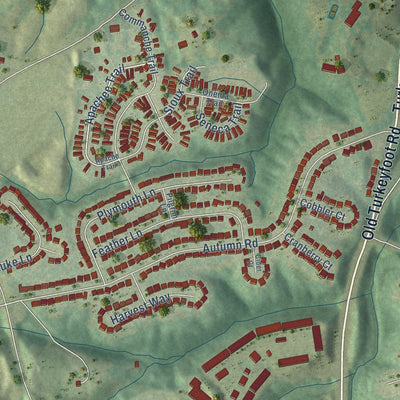 Second close-up of the map of Elsmere, Kentucky print showing more streets and buildings