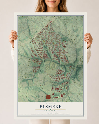 Map of Elsmere, Kentucky, 24 x 36 inch unframed archival matte print