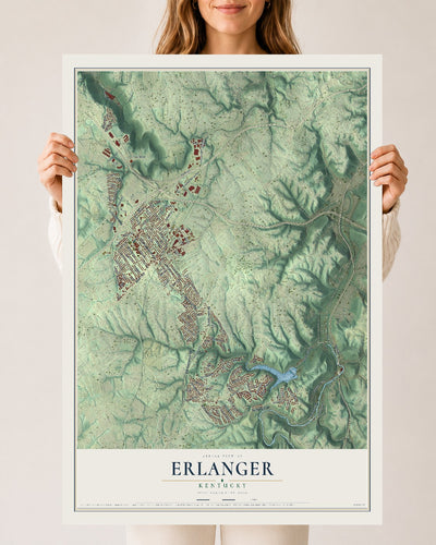 Map of Erlanger, Kentucky, 24 x 36 inch unframed archival matte print
